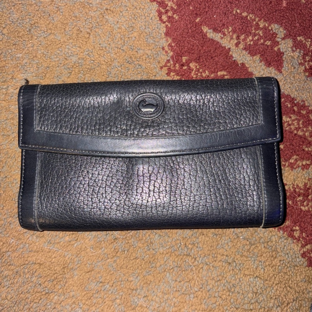 Dooney & Bourke Black Pebbled Leather Clutch Wallet